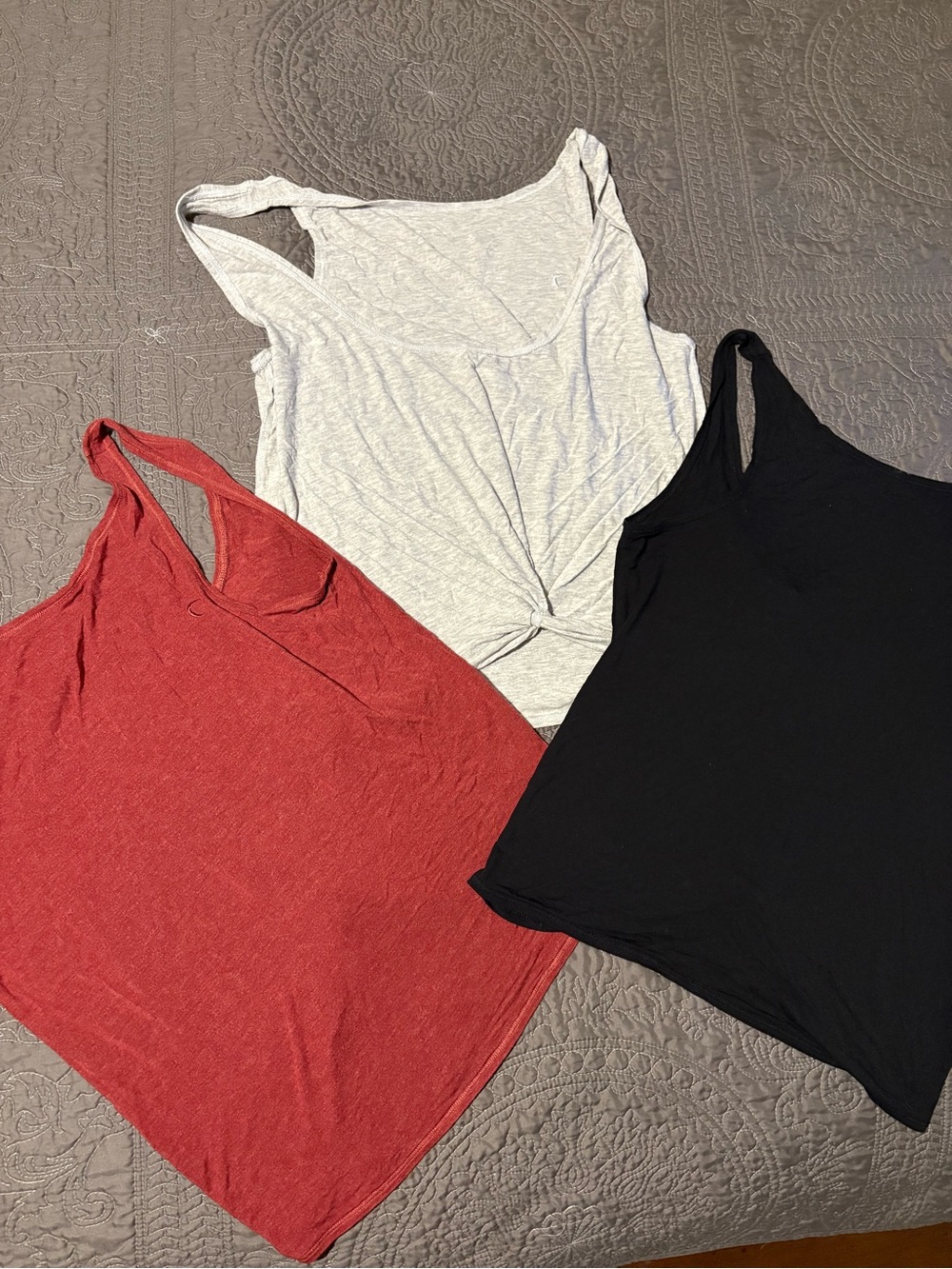 Women’s Twist-Front Tank Top - Red, Black, Light Gray